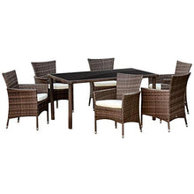 Set Tavolo con 6 Sedie da Giardino in Rattan Marrone