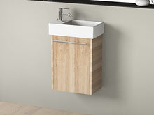 Mobili da bagno – Set con specchio con ripiano e lavabo in ceramica, 45 x 26 cm, rovere dorato