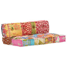 vidaXL Pouf per Divani Pallet per Sedile e Schienale Cuscino Arredo Casa Interni Esterni con Imbottitura Multicolore in Tessuto Patchwork in Cotone