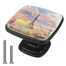 Skyline di Parigi con la Torre Eiffel Pomelli per Porta Set di 4 Pomelli per Mobili Manopole per Cassetti Cucina Armadio Vetro