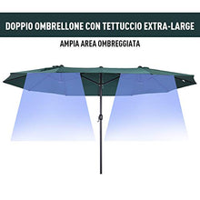 miozzi Ombrellone da Giardino Doppio Tetto 4,6x2,7 m Verde