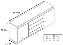 Cassetti mobili credenze armadietto laterale Pasto con un lucido 2, 2 e due setti cassetti credenze,B- Sideboard V1 167 x 72 cm
