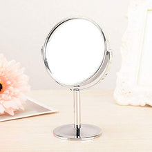 Distinct Specchi da Trucco Portatili Mini Argento Doppio Lato con 1:2 ingrandimento Funzione 360 Gradi Rotazione scrivania Strumenti Cosmetici (Rotondo)