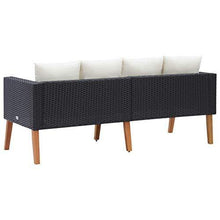 vidaXL Divano da Giardino a 2 Posti con Cuscini Sofà Dormeuse Chaise Longue Poltrona Divanetto Canapè Arredo Salotto Esterno in Polyrattan Nero - Arredi Casa