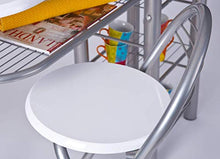 Inter Link Set Bar Tavolo e Sgabelli MDF, Bianco Lucido e Metallo ALU Grigio