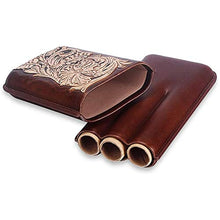 TYUIOO Similpelle Rivestito Cedro Cigar Holder Caso di Corsa 3 Count (Brown)