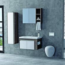 Homemania SNB-1170 Set Mobili Siena 80 da Bagno, Bianco, Legno, in MDF, Ceramica, Specchio, Metallo