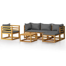 SKM Set Divani da Giardino 6 pz con Cuscini in Massello di Acacia (61kg)