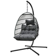 Xhtoe Sedia Amaca Sedia A Dondolo con Supporto E Cuscino per Sedia Grigio Scuro per Esterni in Vimini A Goccia Comfort E Durata