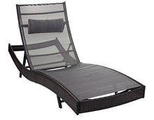 Mendler Lettino Regolabile da Esterno Savannah Acciaio polyrattan 220x70x88cm Marrone con Cuscino Grigio