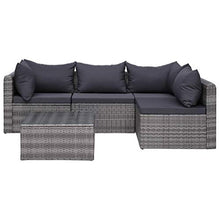 Tidyard Set Divani da Giardino 5 pz con Cuscini in Polyrattan,Poltrone e Tavolino Grigio