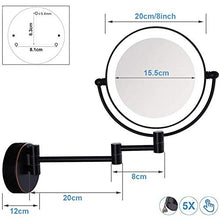 MRJ Specchio Ingranditore con Luce LED, Specchietti da Trucco a Parete Bilaterali a LED, Girevole 360 °, Lente d'Ingrandimento 5X e Specchio Piatto, Concealed Install