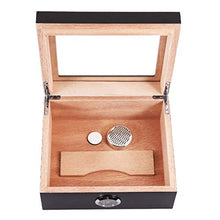Umidificatore Humidor Cigar Box - Humidor da Tavolo in Legno di Cedro con Divisore in Cedro E Igrometro in Vetro Ad Anello in Ottone, Contiene da 25 A 50 Sigari,Marrone