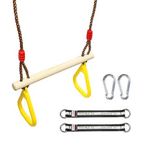 ValueHall Altalena con Anelli da Ginnastica con Anelli di Plastica y Corda Regolabile per Bambini Trapezio in Legno V7110B
