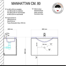 Kiamami Valentina MOBILE BAGNO MANHATTAN 80 CM SOSPESO CON CASSETTI