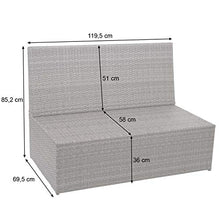 Mendler Divano sofà 2 posti da Esterno HWC-G16 polyrattan Grigio Cuscino Grigio Scuro
