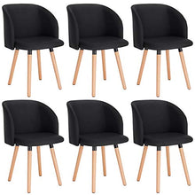 WOLTU BH120sz-6 Set di 6 Sedie da Cucina con Schienale Poltroncina Moderna in Tessuto di Lino Nero