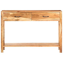 Tidyard Credenza Consolle Rustica con 2 Cassetti e Ripiano in Legno Massello di Acacia 110x30x75,Tavolo Consolle Rustico con 2 Cassetti e 1 Ripiano,Credenza con Cassetti,Credenza per Ingresso