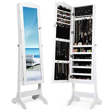 COSTWAY Armadietto Portagioie Specchio per Gioielli, Specchiera da Terra, Figura Intera, 160x45x37cm