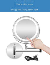 SWEET Specchio Ingranditore 5X da Tavolo,Specchio Ingranditore da Parete,Carica della Batteria HD a Doppio Lato con Oscuramento del Tocco Rotante a 360 ° Specchio Ingranditore con Luce