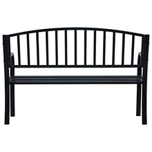 Cikonielf Panca da Giardino Decorativa 125 x 53 x 82 cm Panchina da Giardino con Braccioli Curvati Elegante Robusta Classica-Nera in Acciaio