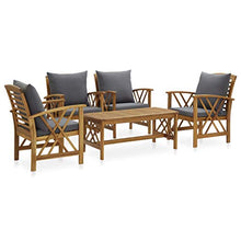 FAMIROSA Set Divani da Giardino 5 pz con Cuscini in Massello di Acacia-7994