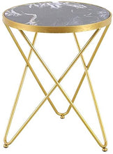 Xicaimen Modern Round Footer Accent Table Living Room   Marble   Gold Triangular Stable Structure  Durable 50 * 50 * 60 cm