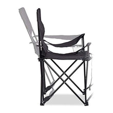 Relaxdays Sedia da Campeggio con Poggiapiedi, Pieghevole con Porta Bevande & Braccioli, Max. 120 kg, Nero