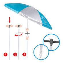 Aktive 62176 – Ombrellone da spiaggia, 180 cm, con picchetto integrato e protezione UV 50, colore: blu