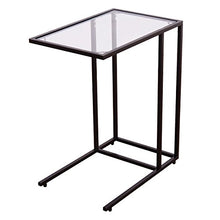 DREAMADE Tavolino Laterale Tavolino da caffè per Divano Salotto in Vetro ed Acciaio, in Stile Moderno, 55,5 x 35 x 65 cm