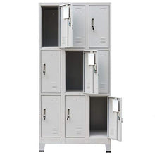 Armadio con 9 Armadietti in Acciaio, con Asta Appendiabiti, 90x45x180 cm, Grigio