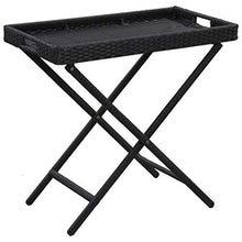 E E-NICES Tavolo Pieghevole Nero 80x45x75 cm in Polyrattan