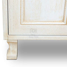 SHOP CHIC Mobile bagno decapè avorio con lavabo in ceramica da 85 cm