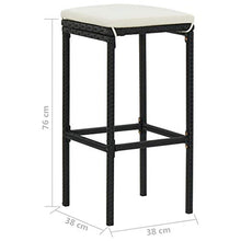 FAMIROSA Set da Bar da Giardino 5 pz con Cuscini in Polyrattan Nero-4916