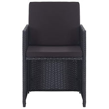 SKM Set da Pranzo da Giardino 17 pz con Cuscini in Polyrattan Nero (167.9kg) Nero-6431