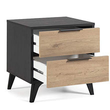 VS Venta-stock Comodino Koln 2 cassetti Color Nero/Legno, 45 cm (Larghezza) 40 cm (profondità) 51,4 cm (Altezza)