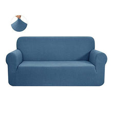 CHUN YI Copridivano Elasticizzato Adatto per 4 Posti, Fodera per Divano Protezione per Mobili Morbida con Fondo Elastico per Bambini (4 Posti, Blu Denim) - Arredi Casa
