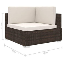 Festnight Poltrona Modulare ad Angolo, Sedie da Esterno con Cuscini Polyrattan Marrone