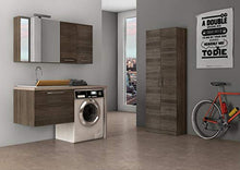 Mobile lavanderia marrone scuro con pensile e specchio - L.138 P.63 x Top Legno c/lavabo in Politek