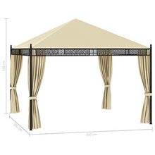 vidaXL Gazebo con Tende 3,5x3,5x3,1 m Crema in Polyrattan 140g/m²