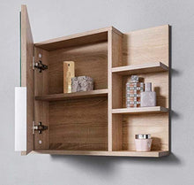 Domtech Home Decor - Armadietto da bagno con specchio e mensola, in autentico rovere Sonoma, R