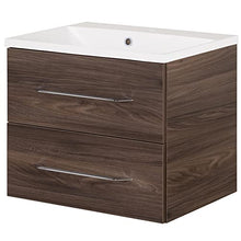 FACKELMANN B.Clever - Set di mobili da bagno, 2 pezzi, 60 cm, con lavabo in marmo e armadietto a specchio a LED
