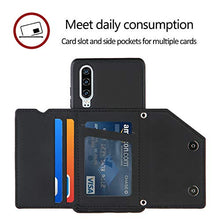 Lanyard - Custodia a portafoglio per Huawei P30, colore: Nero