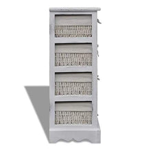 Cikonielf Comóda - Cassettiera in legno, comodino con 4 cestini, Coloree: bianco, 74 x 25 x 28 cm