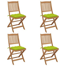 vidaXL Sedie da Giardino Pieghevoli 4 pz con Cuscini Massello Acacia