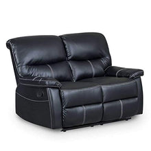 Divano a 2 posti Relax manuale in similpelle nera Dina