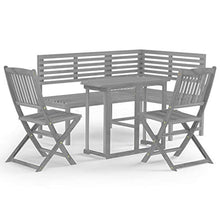 FAMIROSA Set da Bistrot 4 pz in Legno Massello di Acacia Grigio-7867