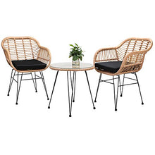 Casaria Set da Balcone Tavolo 2 Sedie Salottino Arredo Giardino Look Naturale Bambu Terrazza con Cuscini