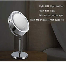 HMMN Specchio a Doppia Lato Vanity con LED, Lente di ingrandimento a Specchio/Specchio da principiante, Interruttore Touch Light Smart Fill, Carica USB