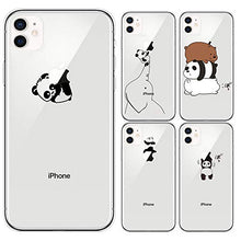 CrazyLemon Custodia per iPhone 11 Pro Max, custodia protettiva in silicone TPU trasparente con motivo Panda creativo - Panda di sollevamento pesi